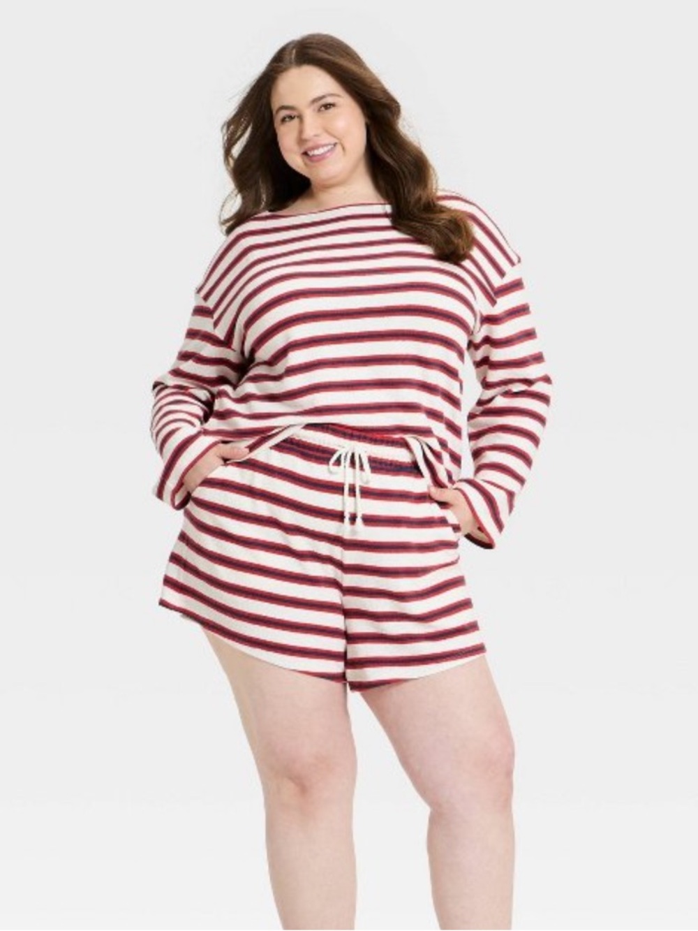 Universal Thread Long Sleeve Boatneck and Shorts Set